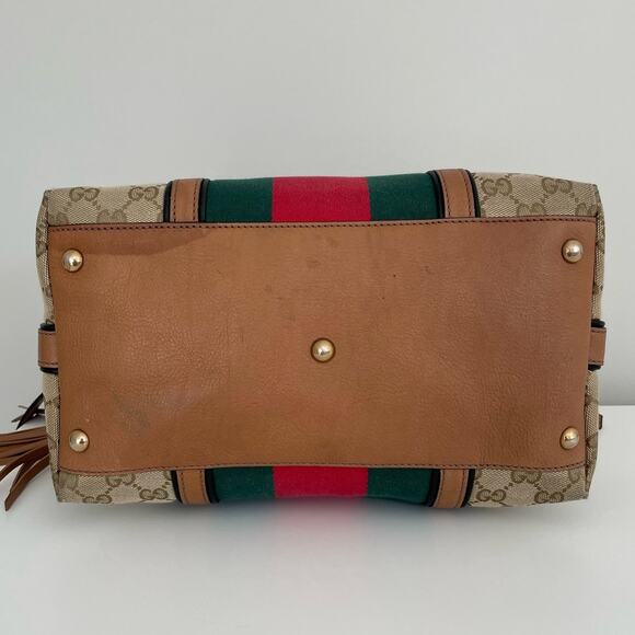 Gucci Rania Monogram GG Web Convertible Top Handle Shoulder Bag Leather Canvas - Picture 5 of 16